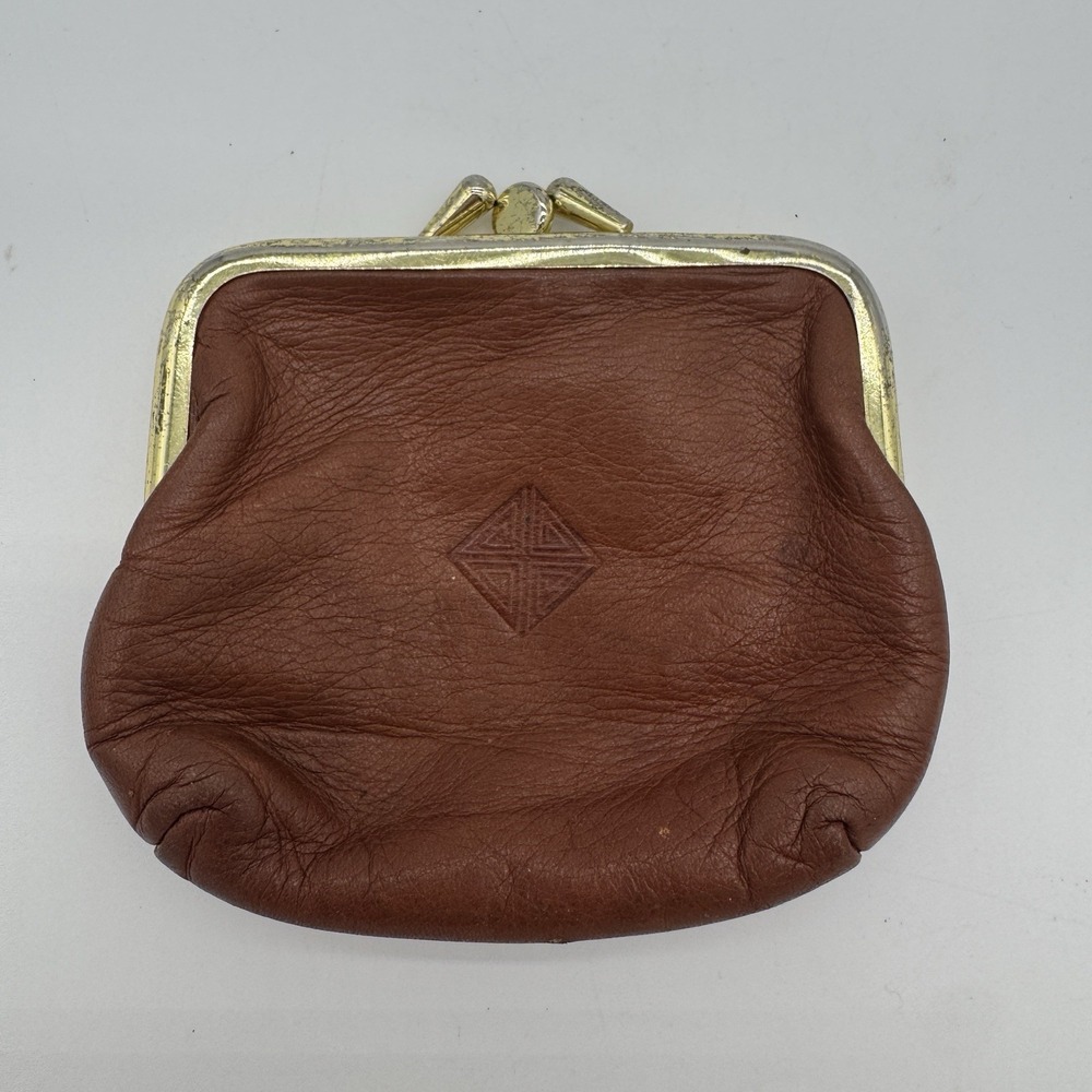 Vintage Princess Gardner Leather Coin Purse Kisslock Brass Frame